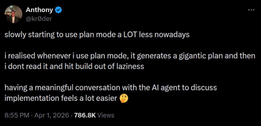 Screenshot of tweets about AI planning