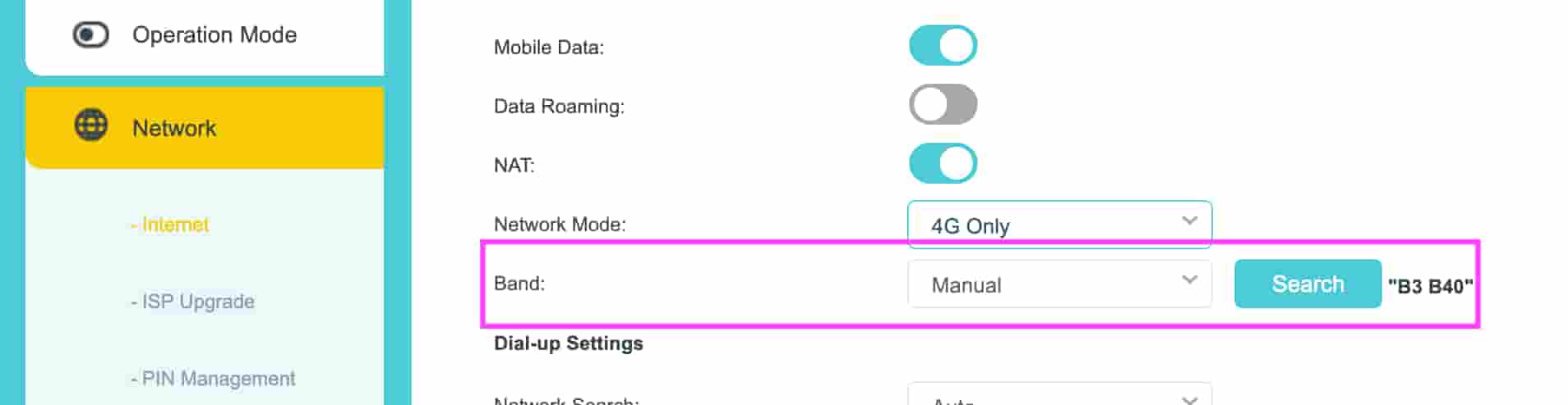Manual Band Selection